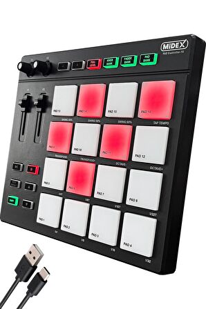 Midex Pad Controller-16 Stüdyo Midi Pad Controller (48 Adet Pad Bankası)