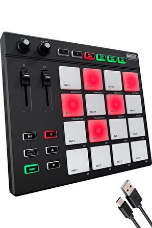 Midex Pad Controller-16 Stüdyo Midi Pad Controller (48 Adet Pad Bankası)