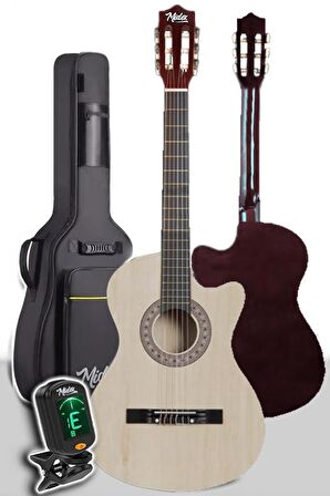 Midex CG390NT-XBAG Klasik Gitar 4/4 Sap Ayarlı Kesik Kasa (Çanta Tuner Askı Capo Metod Pena)