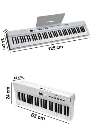 Midex PLX-80WH Taşınabilir Katlanır Dijital Piyano Tuş Hassasiyetli 88 Tuş BT (Sustain Çanta Metod)