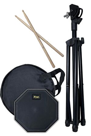 Midex DD-129 Profesyonel Bateri Davul Çalışma Pedi Seti Drum Practice Pad (Stand ve Çanta ile)