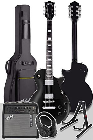 Midex GRX-200BK-50-AMP Profesyonel Elektro Gitar Seti 50 Watt Gainli Şarjlı Amfi ve Full Set (H-H)