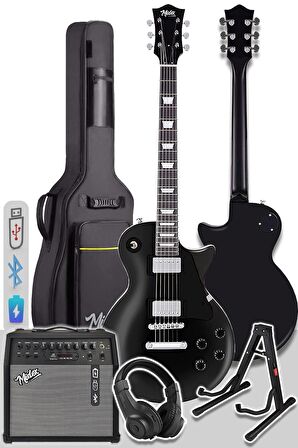 Midex GRX-200BK-50-AMP Profesyonel Elektro Gitar Seti 50 Watt Gainli Şarjlı Amfi ve Full Set (H-H)