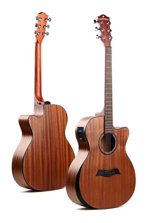 Maxword M450-EQ-50AMP Masif Ağaç 50W Amfili Elektro Akustik Gitar Seti üst Segment