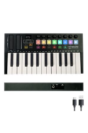 Midex MD-255 Yeni Nesil Midi Klavye 25 Tuşlu 8 Hassasiyetli Lounch Pad 8 Ton Potansı