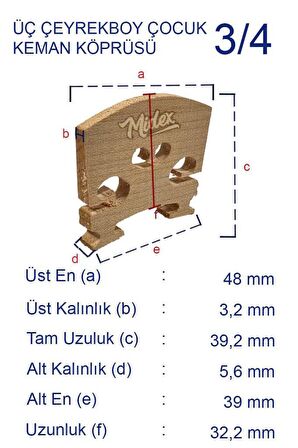 Midex K34 Keman Köprüsü 3/4 Kemanlar İçin