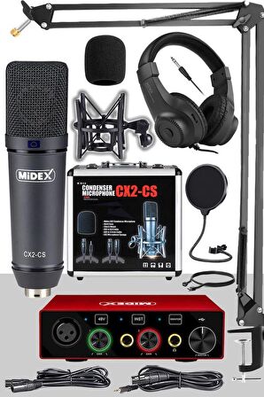 Stüdyo Ekipmanları Exclusive Paket-1 CX2 Mikrofon GLX-600 Ses Kartı Stüdyo Kayıt Seti