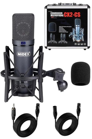 Midex Wizard Paket-3 CX2 Stüdyo Mikrofon MDX-06FXU Stüdyo Kayıt Mikseri Kulaklık Ekipman Seti