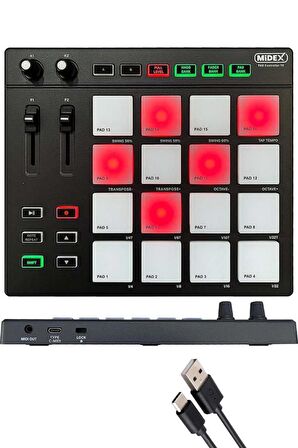 Midex Wizard Paket-5 Stüdyo Ekipmanları Seti (Monitör Mikrofon Ses Kartı Kulaklık Midi Pad Controller)