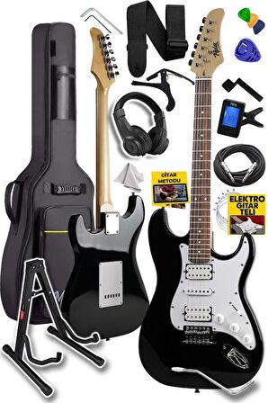 Midex RPH-40WBST Siyah Beyaz Elektro Gitar Seti HSH Manyetik Gül Klavye Üst Kalite