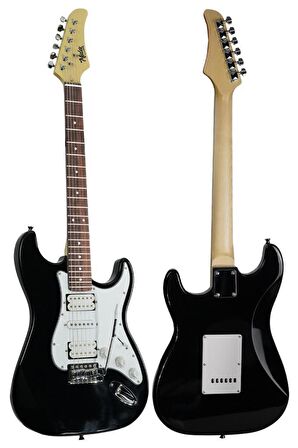 Midex RPH-40WB-50AMP Siyah Beyaz 50W Şarjlı BT Amfili Elektro Gitar Seti HSH Manyetik Gül Klavye