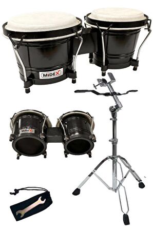 Midex BG-220ST Standlı Siyah Bongo Siam Meşesi Doğal Deri