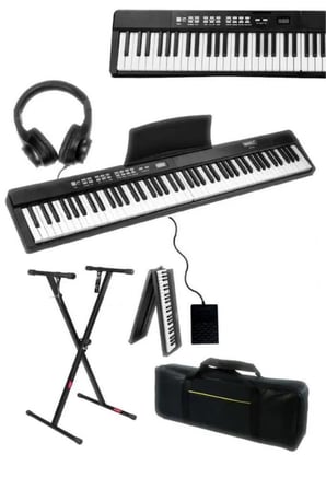 Midex PLX-80BK-ST Taşınabilir Katlanır Dijital Piyano Tuş Hassasiyetli 88 Tuş BT (Stand Sustain Kulaklık Çanta Metod)