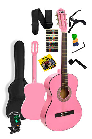 Midex CG-34PK-PAK Kaliteli 34 İnç 1/2 Juniur Çocuk Gitarı Seti 4-8 Yaş Arası (Tuner Çanta Capo Askı Nota Sticker Pena Metod)