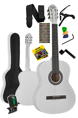 Midex CG-36WH-PAK Kaliteli 36 İnç 3/4 Juniur Çocuk Gitarı 8-12 Yaş Arası (Tuner Çanta Capo Askı Nota Sticker Pena Metod)
