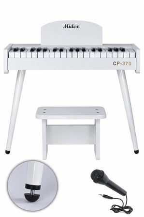 Midex CP-370WH Ahşap Çocuk Piyanosu Pilli 37 Tuşlu Gerçek Piyano Tuşları