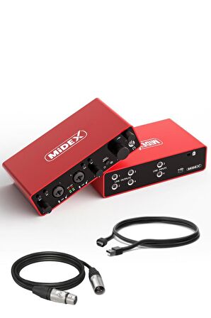 Midex GLX-900 PRO Üst Segment Usb Stüdyo Ses Kartı 4 Giriş 4 Çıkış 24bit/192kHz