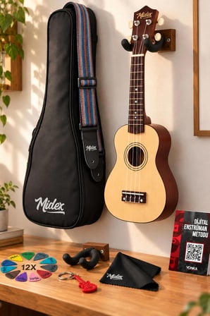 Midex UKX-901NT Naturel Soprano Ukulele (Askı Çanta Metod Pena)