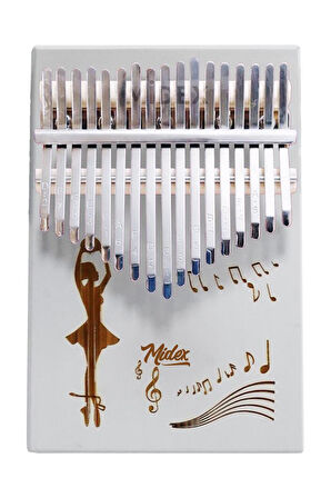 Midex KLX-540 Beyaz Renk Gerçek Ağaç Kalimba 17 Tuşlu Full Set