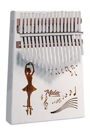 Midex KLX-540 Beyaz Renk Gerçek Ağaç Kalimba 17 Tuşlu Full Set