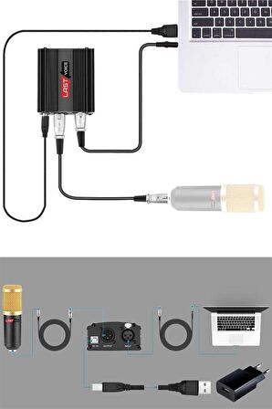 Lastvoice Ph-1000 +48V Phantom Power Ses Kartı (Usb ve XLR Kablo + Adaptör)