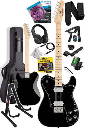 Maxword TLX-60BK-ST Telecaster Maple Klavye HH Profesyonel Elektro Gitar