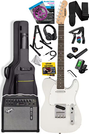 Midex TLX-50WH-50AMP Tele Kasa Gül Klavye 2 Single-Coil 50W Amfili Elektro Gitar