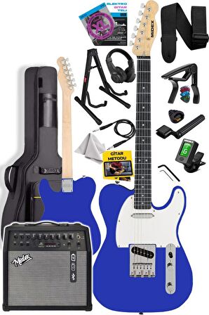 Midex TLX-50BL-50AMP Tele Kasa Maple Klavye 2 Single-Coil 50W Amfili Elektro Gitar