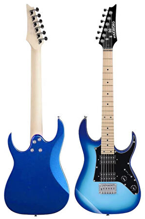 Maxword DE-150BL-25AMP Maple Klavye HH Yüksek Kaliteli 25W Amfili Elektro Gitar Seti