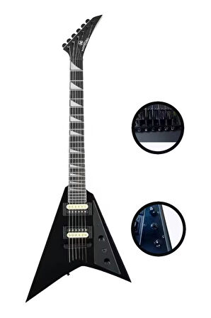Maxword DG-28BK-25AMP V Kasa Gül Klavye 2x Zebra Humbucker Manyetik 25W Amfili Elektro Gitar