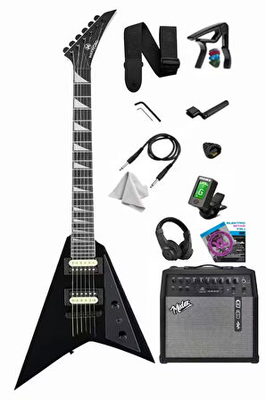 Maxword DG-28BK-50AMP V Kasa Gül Klavye 2x Zebra Humbucker Manyetik 50W Amfili Elektro Gitar
