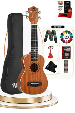 Maxword MU-21 PRO Yüksek Kaliteli Maun Soprano Ukulele Seti