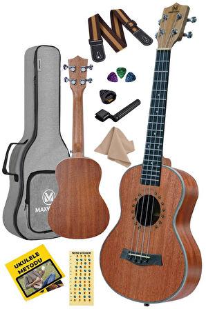 Maxword MU-24 PRO Yüksek Kaliteli Maun Concert Ukulele Seti