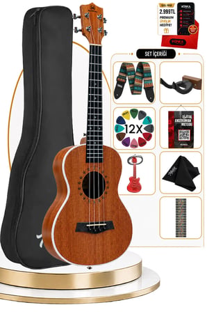 Maxword MU-26 PRO Yüksek Kaliteli Maun Tenor Ukulele Seti