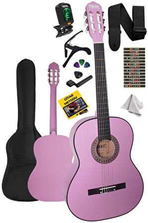 Midex CG-34PU-PAK Kaliteli 34 İnç 1/2 Junior Çocuk Gitarı Seti 4-8 Yaş Arası (Tuner Çanta Capo Askı Nota Sticker Pena Metod)