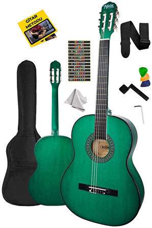 Midex CG-270GR Yeşil Renk Klasik Gitar 4/4 Yetişkin Boy Sap Ayarlı Full Set