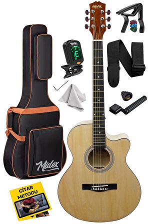 Midex XC-200CR Kaliteli Akustik Gitar Seti 40 İnç 4/4 Yetişkin Full Set