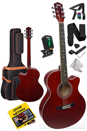 Midex XC-200RD Kaliteli Akustik Gitar Seti 40 İnç 4/4 Yetişkin Full Set