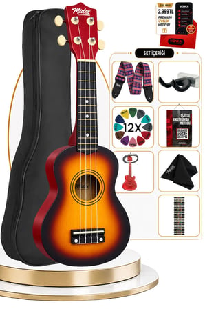 Midex UKX-901SB Sunburs Soprano Ukulele (Askı Çanta Metod Pena)