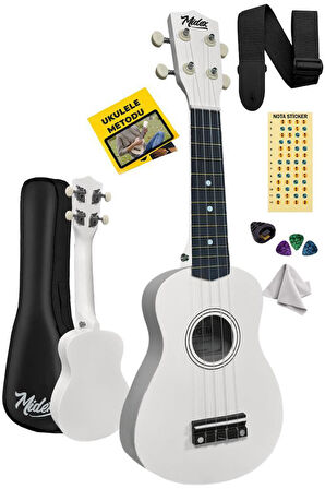 Midex UKX-901WH Beyaz Soprano Ukulele (Askı Çanta Metod Pena)