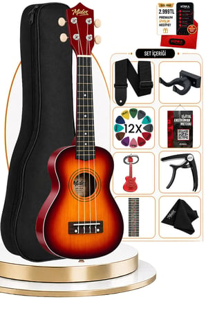 Midex UKX-233SB Sunburs Concert Ukulele (Askı Çanta Metod Pena)
