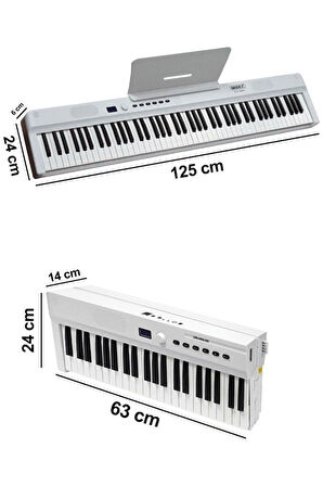 Midex PLX-120WH Yüksek Kaliteli Katlanır Taşınabilir Dijital Piyano