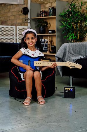Midex CEG-30BL 4-6 Yaş Çocuklar İçin Amfili Full 1/4 30 İnç Elektro Gitar Seti Blue Black