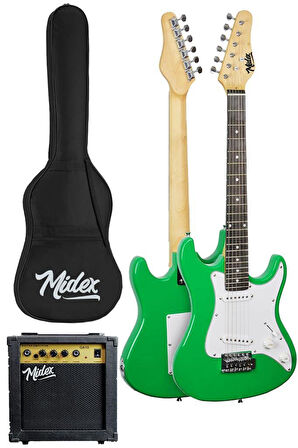 Midex CEG-36GR 8-12 Yaş Çocuklar İçin Amfili Full 3/4 36 İnç Elektro Gitar Seti Yeşil