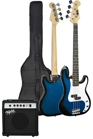 Midex CBG-460BL 46 İNÇ 4/4 Yetişkin Amfili Bas Gitar Seti Blue