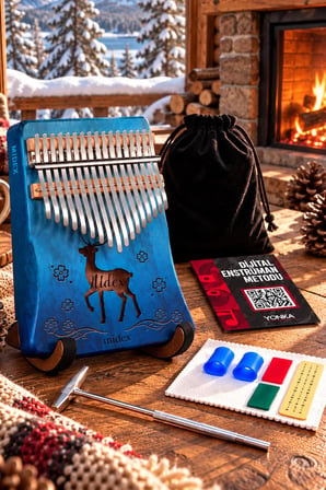 Midex KLX-510-PAK Hakiki Ağaç Geyik Desenli Kalimba 17 Tuşlu Full Set
