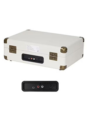 Midex Mtx-101WH Nostaljik Retro Pikap Plak Çalar (Şarjlı Bluetooth Aux Hoparlörlü 3 Devir) İğne Dahil