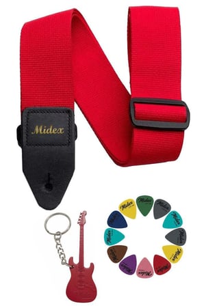 Midex ASM-26RD Gitar Omuz Askısı Kırmızı Renk 89-155cm (Pena Hediye)