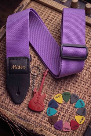 Midex ASM-26PU Gitar Omuz Askısı Lila Renk 89-155cm (Pena Hediye)