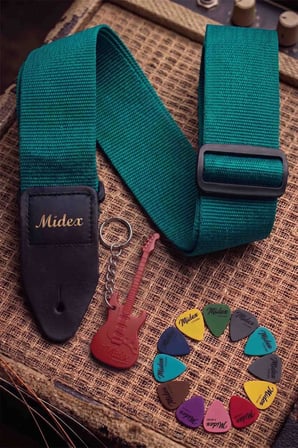 Midex ASM-26TR Gitar Omuz Askısı Turkuaz Renk 89-155cm (Pena Hediye)